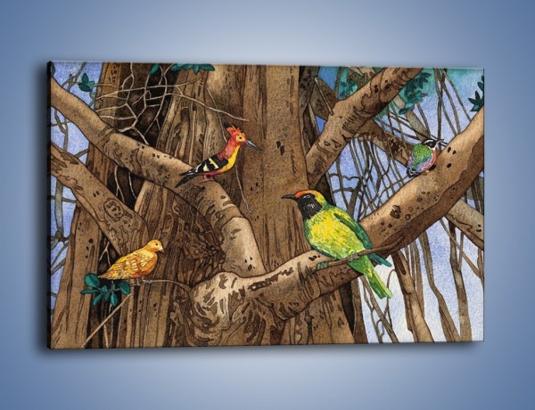 Obraz na płótnie – Mali przyjaciele na drzewie – jednoczęściowy prostokątny poziomy GR050