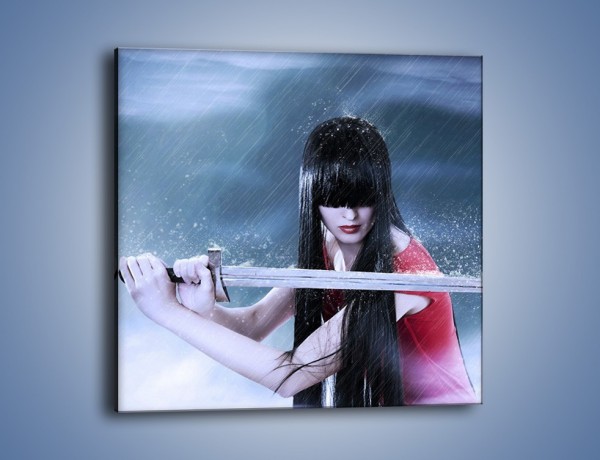 Obraz na płótnie – Miecz kobieta i deszcz – jednoczęściowy kwadratowy L298