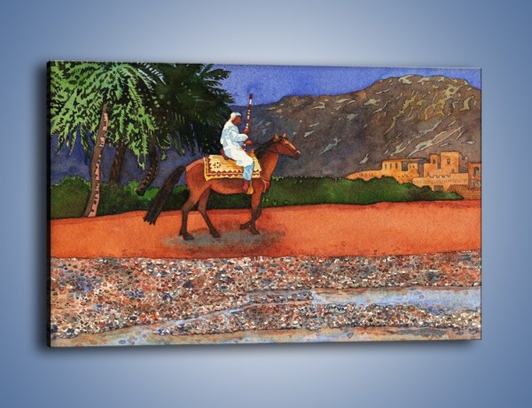 Obraz na płótnie – Arabski szejk na koniu – jednoczęściowy prostokątny poziomy GR052