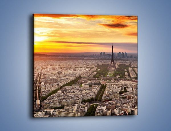 Obraz na płótnie – Zachód słońca nad Paryżem – jednoczęściowy kwadratowy AM420
