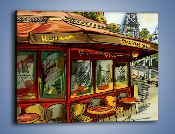Obraz na płótnie – Paryskie kawiarenki pod daszkiem – jednoczęściowy prostokątny poziomy GR261
