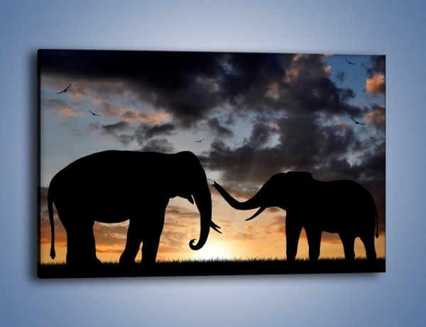 Obraz na płótnie – Dyskusja wśród słoni – jednoczęściowy prostokątny poziomy GR309