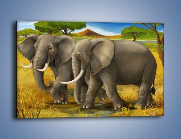 Obraz na płótnie – Rozmowa słoni podczas spaceru – jednoczęściowy prostokątny poziomy GR334