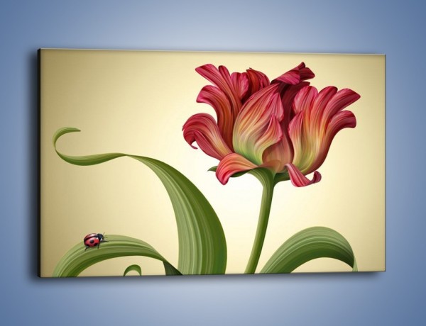 Obraz na płótnie – Malutka biedroneczka i kwiat – jednoczęściowy prostokątny poziomy GR345