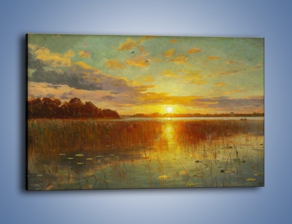 Obraz na płótnie – Zachód słońca nad rzeką – jednoczęściowy prostokątny poziomy GR380