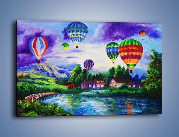 Obraz na płótnie – Lot kolorowym balonem – jednoczęściowy prostokątny poziomy GR482