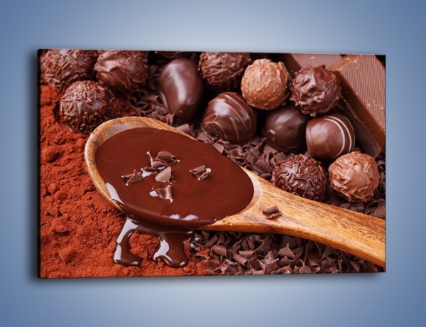 Obraz na płótnie – Praliny w płynącej czekoladzie – jednoczęściowy prostokątny poziomy JN018