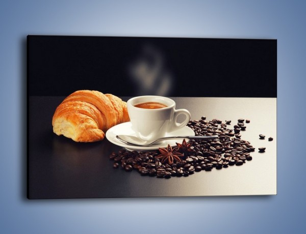 Obraz na płótnie – Rogalik z kawą – jednoczęściowy prostokątny poziomy JN278