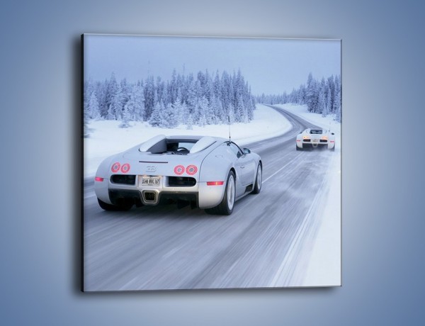 Obraz na płótnie – Bugatti Veyron w śniegu – jednoczęściowy kwadratowy TM134