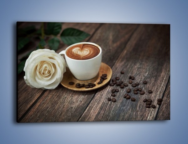 Obraz na płótnie – Kawa z różą – jednoczęściowy prostokątny poziomy JN319