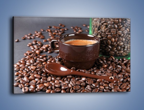 Obraz na płótnie – Kawa w ciemnej filiżance – jednoczęściowy prostokątny poziomy JN348