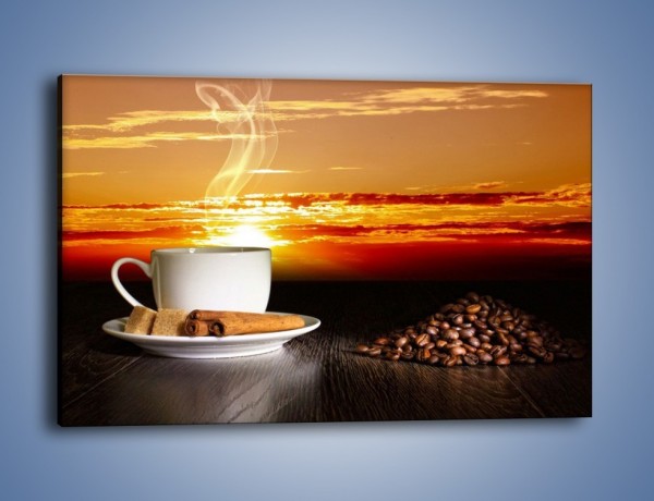 Obraz na płótnie – Kawa przy zachodzie słońca – jednoczęściowy prostokątny poziomy JN366