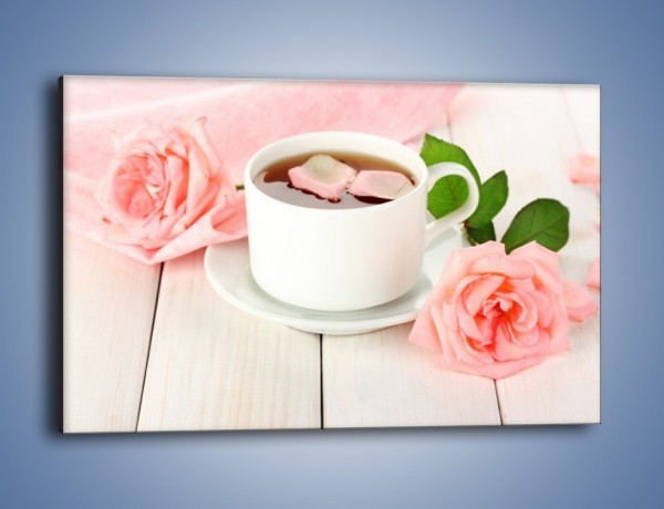 Obraz na płótnie – Herbata wśród róż – jednoczęściowy prostokątny poziomy JN369