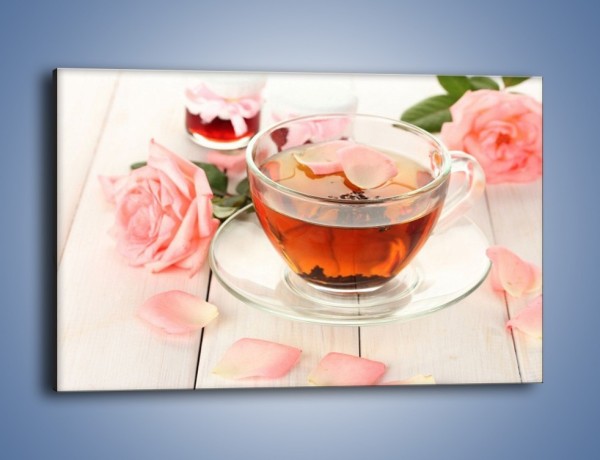 Obraz na płótnie – Herbata z płatkami róż – jednoczęściowy prostokątny poziomy JN370