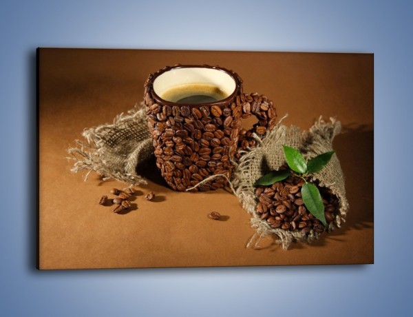 Obraz na płótnie – Kubek z ziarnami kawy – jednoczęściowy prostokątny poziomy JN388