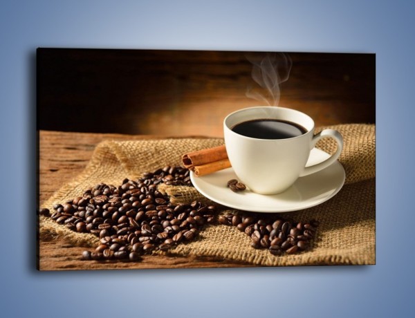 Obraz na płótnie – Kawa w białej filiżance – jednoczęściowy prostokątny poziomy JN406
