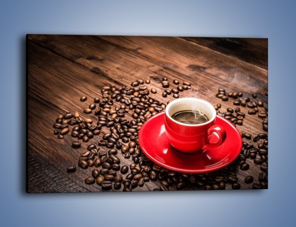 Obraz na płótnie – Kawa w czerwonej filiżance – jednoczęściowy prostokątny poziomy JN441