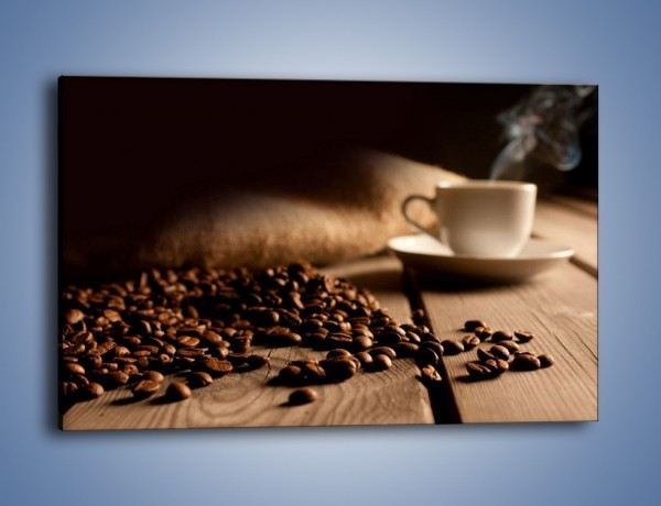 Obraz na płótnie – Ziarna kawy na drewnianym stole – jednoczęściowy prostokątny poziomy JN457