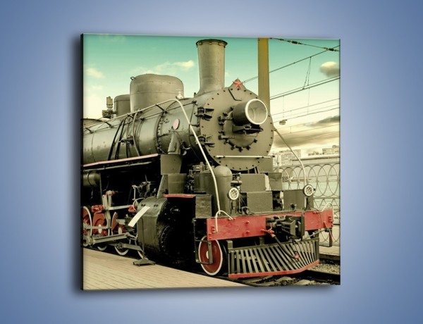 Obraz na płótnie – Stara lokomotywa na stacji – jednoczęściowy kwadratowy TM238