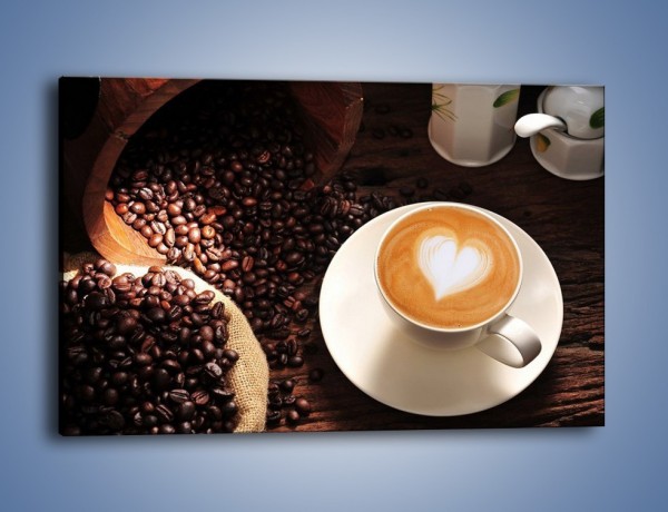 Obraz na płótnie – Kawa z białym sercem – jednoczęściowy prostokątny poziomy JN546