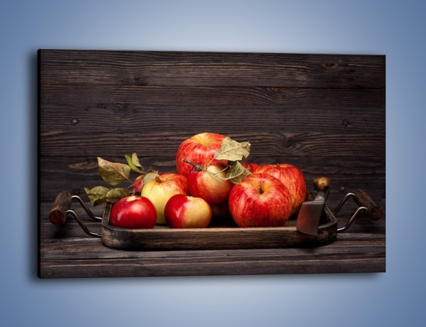 Obraz na płótnie – Dojrzałe jabłka na stole – jednoczęściowy prostokątny poziomy JN653