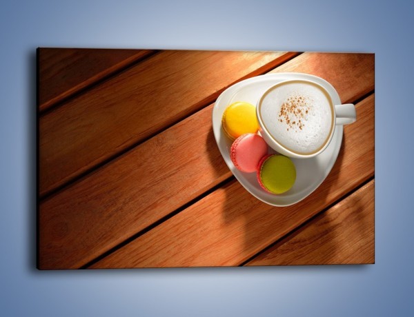 Obraz na płótnie – Makaroniki w towarzystwie kawy – jednoczęściowy prostokątny poziomy JN737