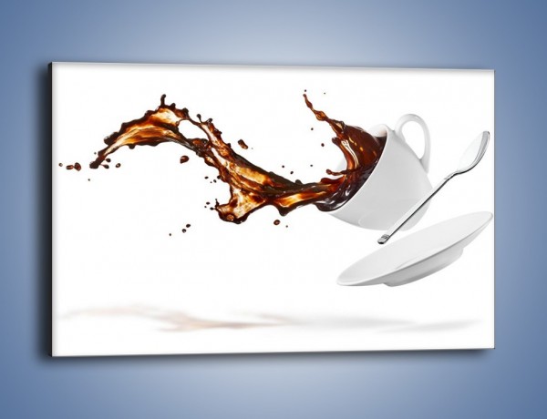 Obraz na płótnie – Rozlana kawa z łyżeczką – jednoczęściowy prostokątny poziomy JN755