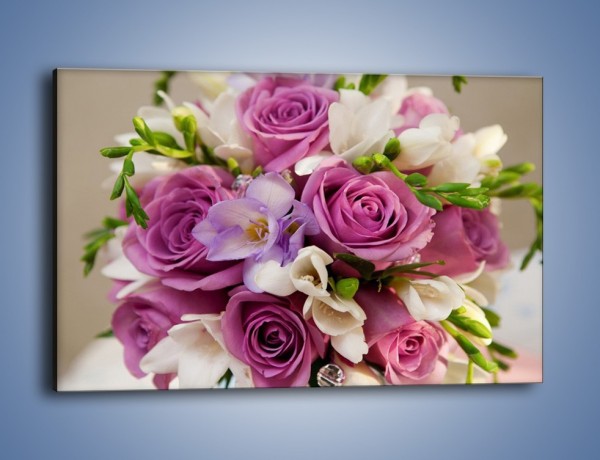 Obraz na płótnie – Piękna wiązanka z lila róż – jednoczęściowy prostokątny poziomy K034