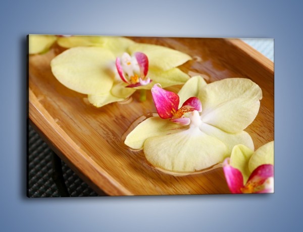 Obraz na płótnie – Drewniana łódeczka z kwiatami – jednoczęściowy prostokątny poziomy K1024