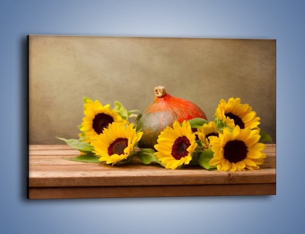 Obraz na płótnie – Słoneczniki w jesiennym klimacie – jednoczęściowy prostokątny poziomy K418