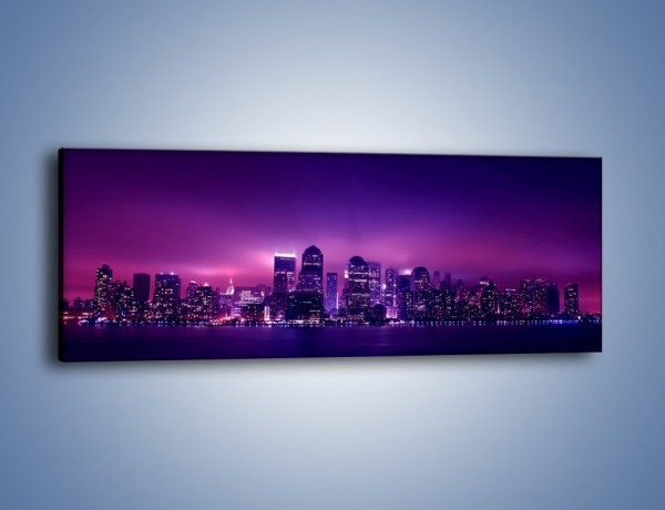 Obraz na płótnie – Wieżowce w odcieniach fioletu – jednoczęściowy panoramiczny AM008