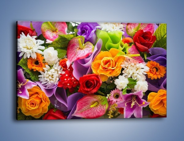 Obraz na płótnie – Kwiaty w kolorze tęczy – jednoczęściowy prostokątny poziomy K462