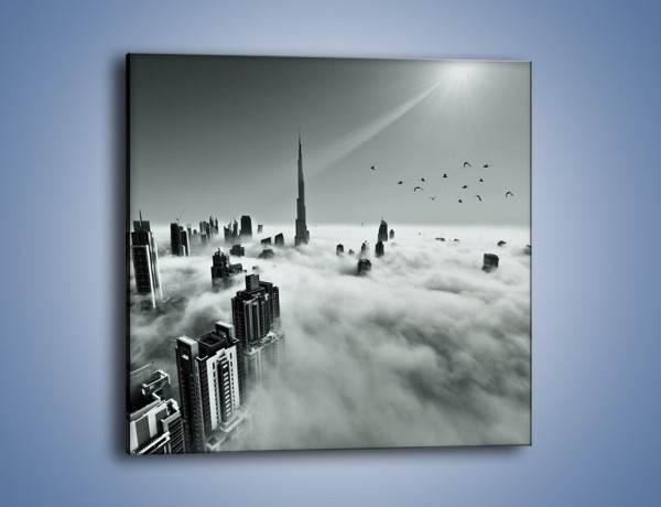 Obraz na płótnie – Centrum Dubaju we mgle – jednoczęściowy kwadratowy AM502