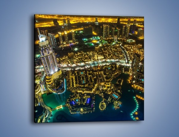 Obraz na płótnie – Dubaj nocą z lotu ptaka – jednoczęściowy kwadratowy AM507