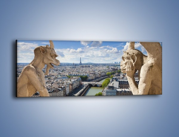 Obraz na płótnie – Kamienne gargulce nad Paryżem – jednoczęściowy panoramiczny AM037