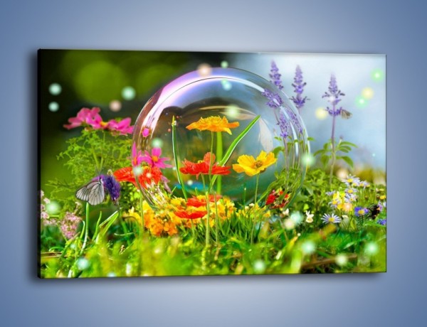 Obraz na płótnie – Bańkowy świat kwiatów – jednoczęściowy prostokątny poziomy K691