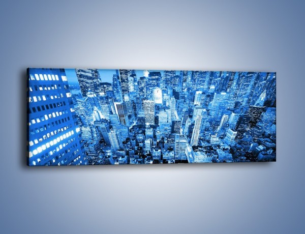 Obraz na płótnie – Centrum miasta w niebieskich kolorach – jednoczęściowy panoramiczny AM042