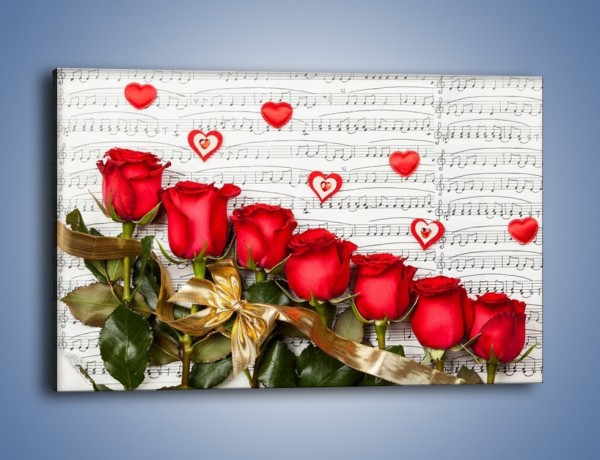 Obraz na płótnie – Miłosne melodie wśród róż – jednoczęściowy prostokątny poziomy K717