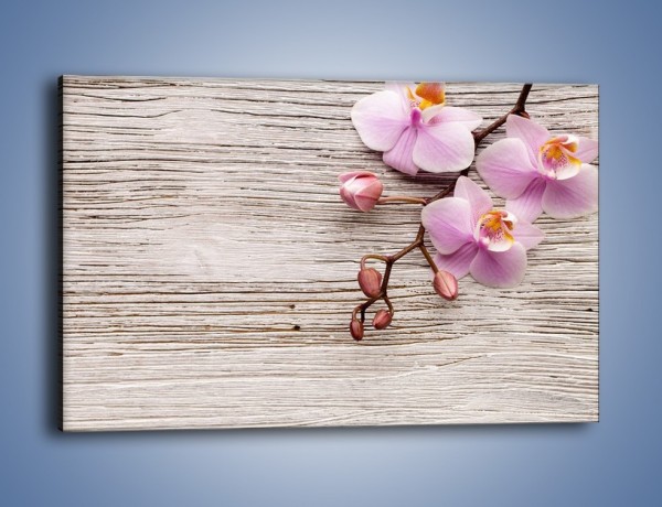 Obraz na płótnie – Kwiaty na drewnianej belce – jednoczęściowy prostokątny poziomy K825