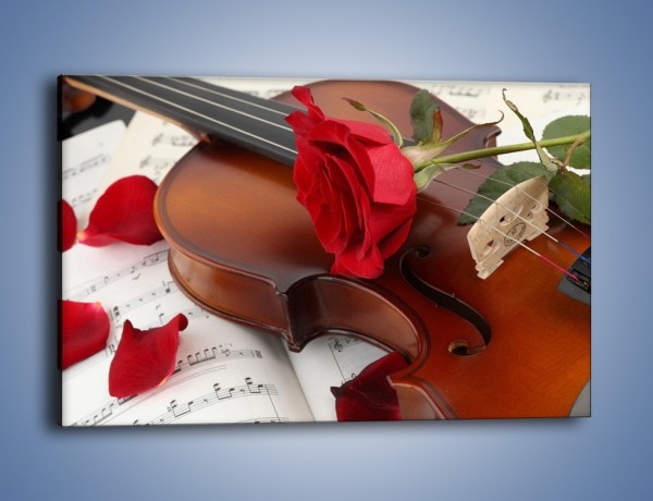 Obraz na płótnie – Instrument muzyka i kwiaty – jednoczęściowy prostokątny poziomy K900