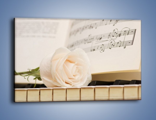 Obraz na płótnie – Fortepian z białą różą – jednoczęściowy prostokątny poziomy K908