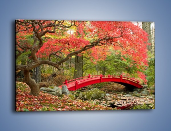 Obraz na płótnie – Czerwony most czy czerwone drzewo – jednoczęściowy prostokątny poziomy KN1122A