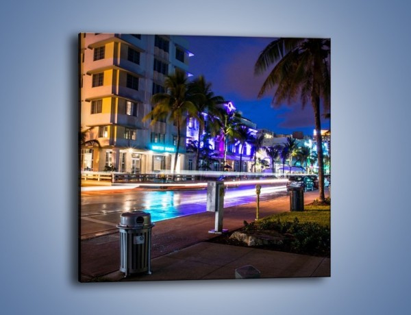 Obraz na płótnie – Ulice Miami nocą – jednoczęściowy kwadratowy AM536