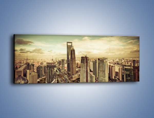 Obraz na płótnie – Panorama miasta w ciągu dnia – jednoczęściowy panoramiczny AM128