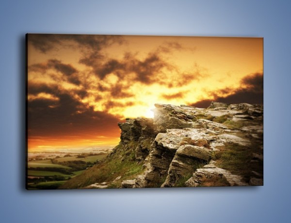 Obraz na płótnie – Szkockie klify o zachodzie słońca – jednoczęściowy prostokątny poziomy KN545