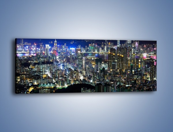 Obraz na płótnie – Nocne światła w dużym mieście – jednoczęściowy panoramiczny AM144