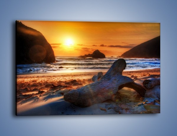 Obraz na płótnie – Urok plaży o zachodzie słońca – jednoczęściowy prostokątny poziomy KN757