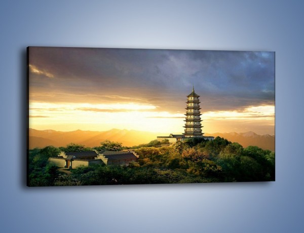 Obraz na płótnie – Azjatycka architektura o poranku – jednoczęściowy panoramiczny AM151