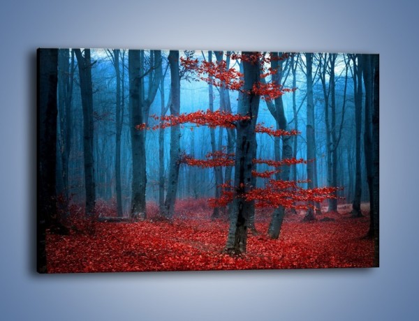 Obraz na płótnie – Czerwień w lesie – jednoczęściowy prostokątny poziomy KN897