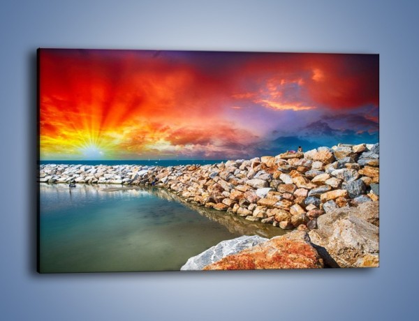 Obraz na płótnie – Promień słońca na kamiennym brzegu – jednoczęściowy prostokątny poziomy KN950